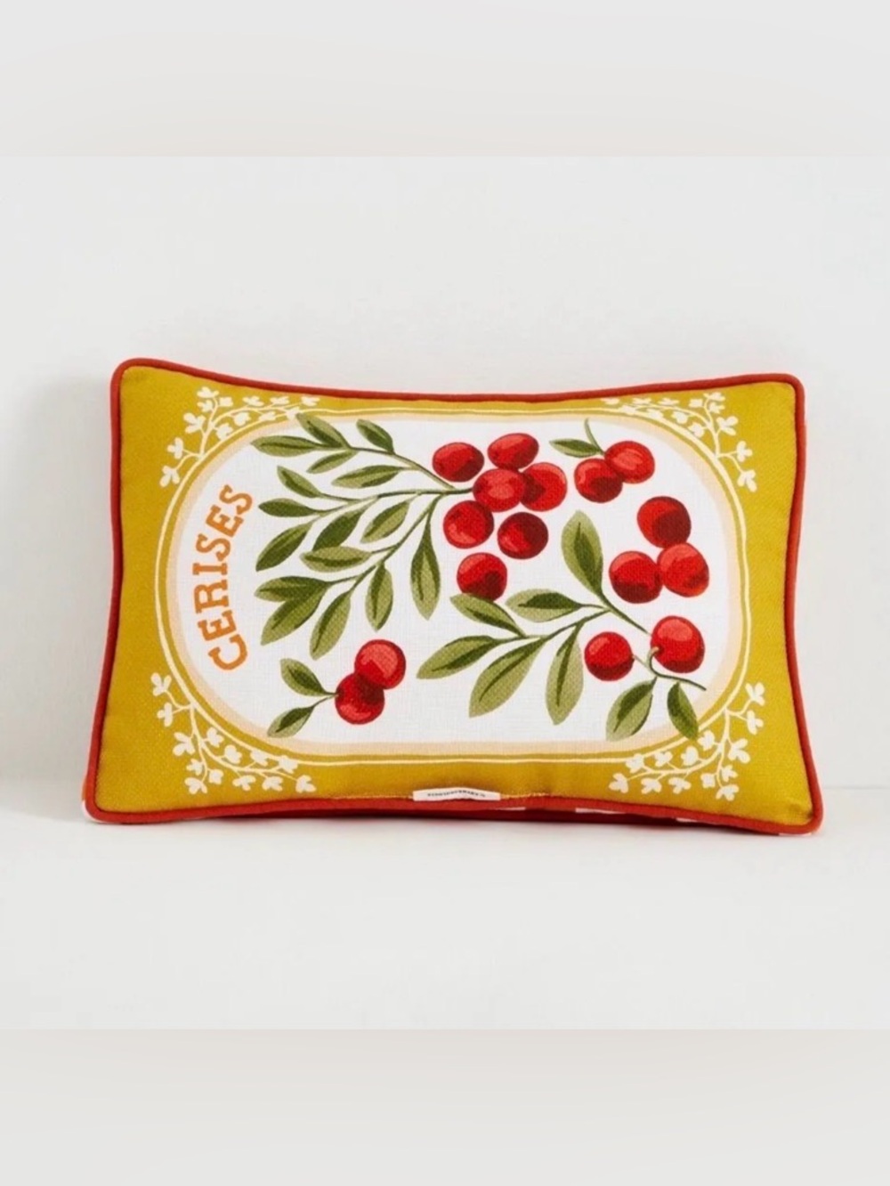 Anthropologie Les Fruits Cotton Embroidered Pillow, NWT - Picture 2 of 2